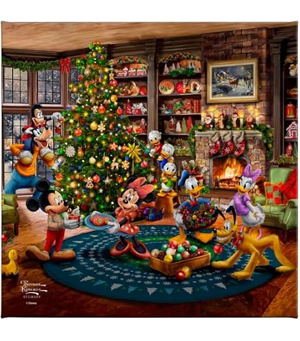 Amazon.com: Thomas Kinkade Mickey and Minnie Christmas Lodge 14
